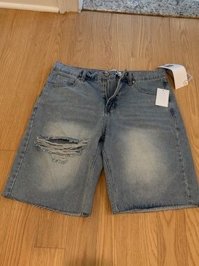 PTCL Light Indigo Distressed Denim Shorts